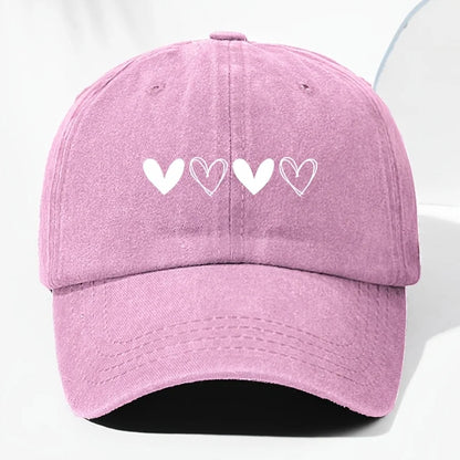 Unisex retro baseball cap with heart-shaped pattern for outdoor sun protection, suitable for truck drivers all year round.