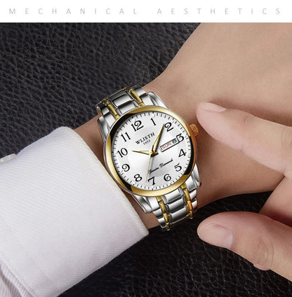 Luxusuhr für Damen, Quarzuhr, digitale Armbanduhr, wasserdicht, mit Kalender und Leuchtanzeige; modischer und professioneller Stil, auch für Herren geeignet.