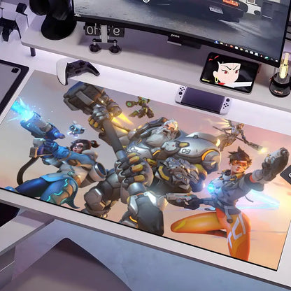 Overwatch-Mauspad in mehreren Größen, große quadratische Computer-, Büro- und Gaming-Tischmatte aus rutschfestem Gummi
