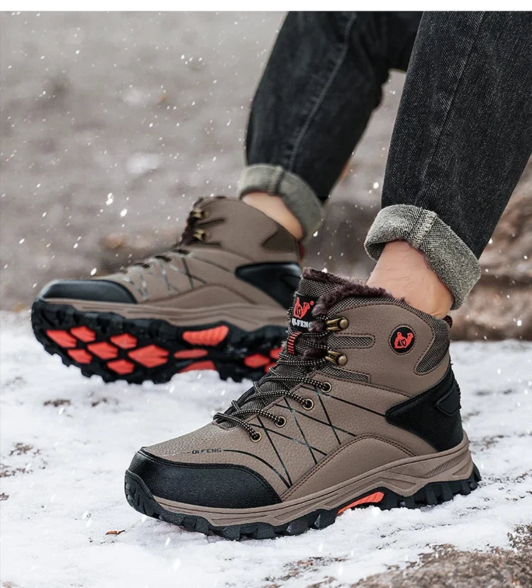 Bottes de neige chaudes en peluche pour hommes, baskets montantes d'automne, antidérapantes, résistantes à l'usure, pour l'alpinisme et la randonnée, nouvelle collection hiver
