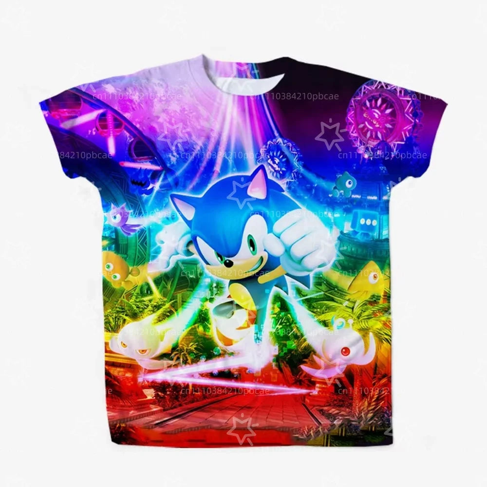 Men T Shirt Women Tee Boys Girls Top Adults Children Parent Child quick dry kid Tshirts Sonic Cartoon Casual Sports Print Tee