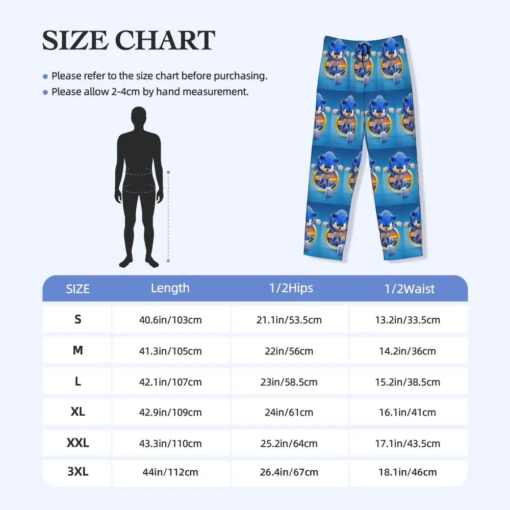 Custom Print Men's Soniced Pajama Pants Hedgehog Game Sleepwear Sleep Lounge Bottoms with Pockets