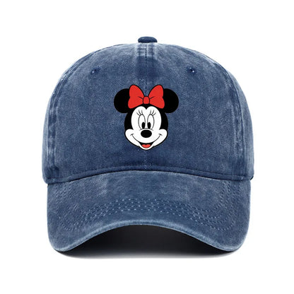 Unisex Vintage Washed Mickey Minnie Print Baseball Cap for Men Women Cartoon Trucker Hat Adjustable Snapback Casual Hip Hop Hat