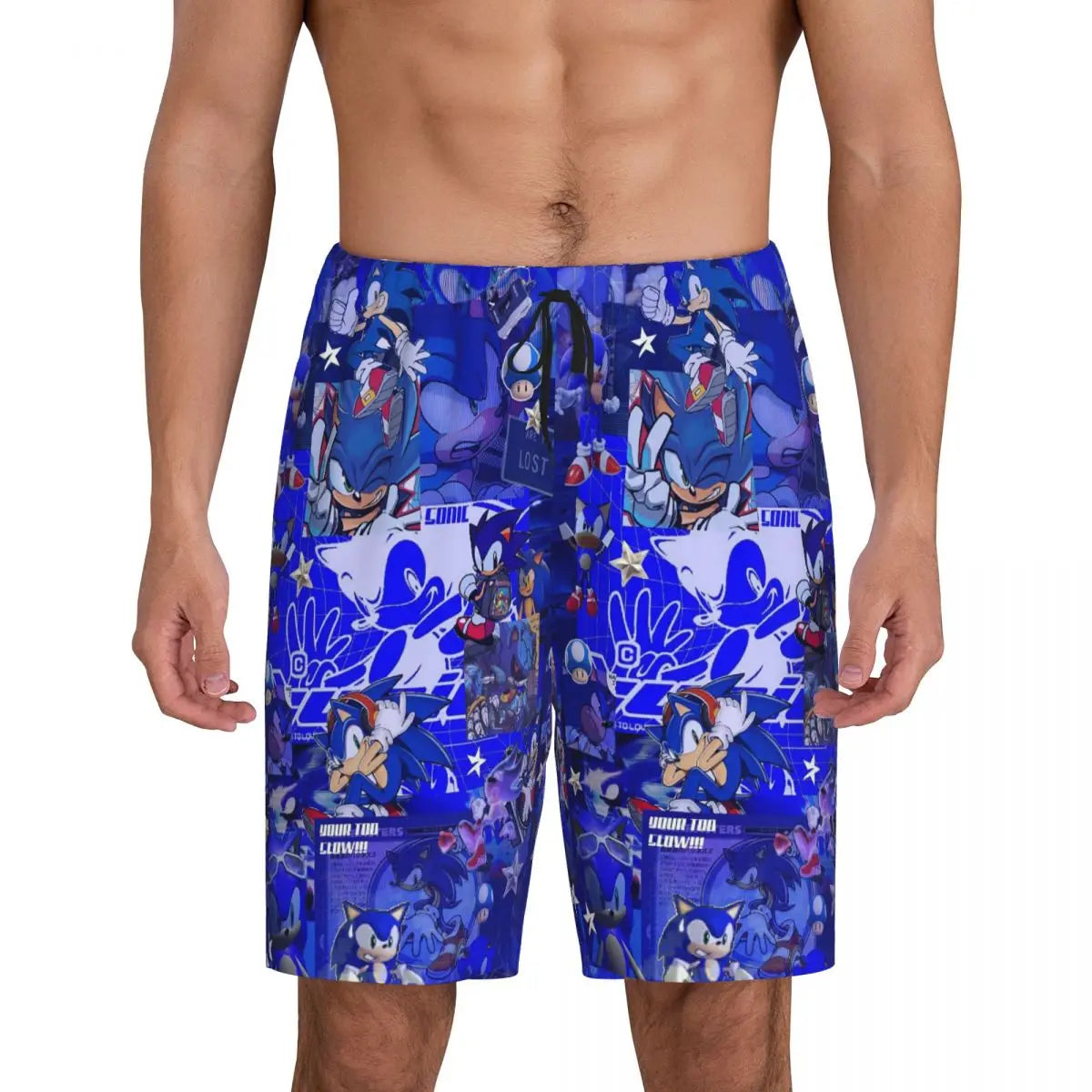 Custom Shadow The Hedgehog Sonic Poster Short Pajama Pants Men Sleepwear Sleep Lounge Bottom Shorts Sleeping Pants