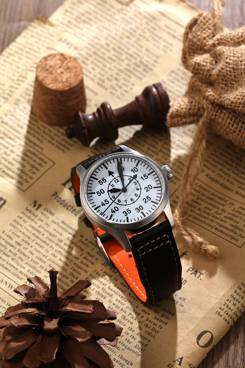 【Escapement Time】Automatische Fliegeruhr mit Uhrwerk, Typ-B- oder Typ-A-Zifferblatt in Schwarz, 40mm-Gehäuse, wasserdicht bis 100M