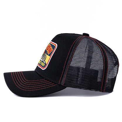 Casquette de camionneur unisexe en maille, motif moto classique, casquette de baseball d'été respirante, casquette streetwear pour hommes et femmes