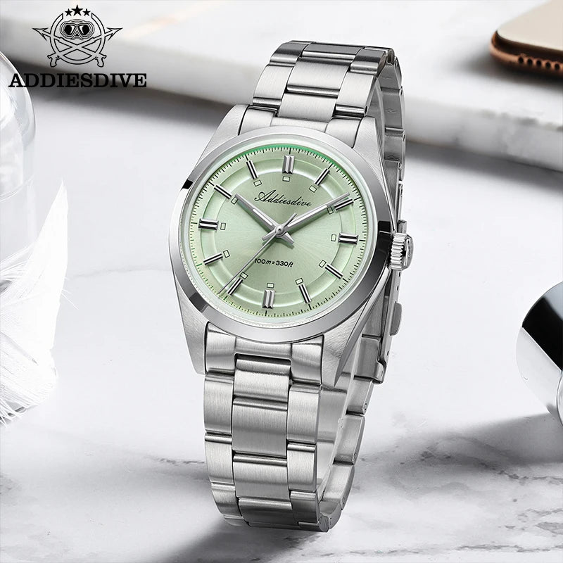 ADDIESDIVE 2026 New Luxury Men Analog Watch VH31 Bubble Glass Quartz Watch 10Bar BGW9 Luminous Steel Personalized Watch AD2515