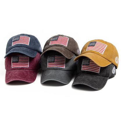 USA Flag Men's Baseball Cap Retro Embroidery Washed Cotton Dad Hats Fashion Women Hip Hop Caps Summer Outdoor Sun Visor Hat