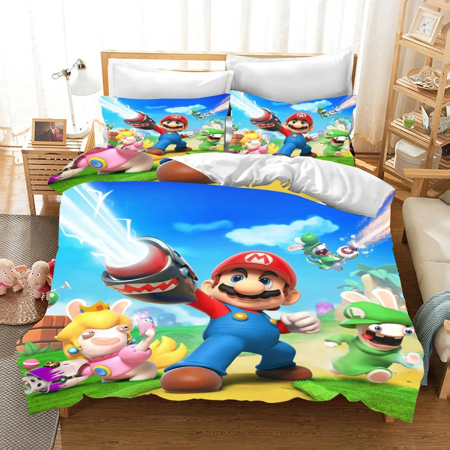 Hot Super Mario Cartoon Game Cute All Season Duvet Cover And Pillowcase Teen Large/Queen Cute Bedroom Decoration Boys Girls Gift