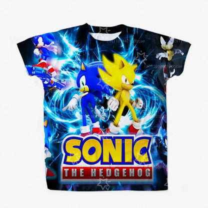 Men T Shirt Women Tee Boys Girls Top Adults Children Parent Child quick dry kid Tshirts Sonic Cartoon Casual Sports Print Tee