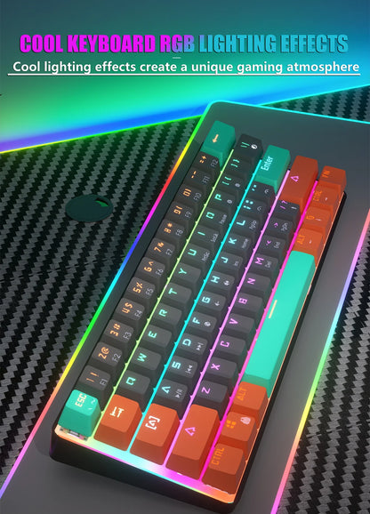 MUCAI MKA610Z Mechanical Color Esports Gaming Keyboard Ergonomic 61 Key Compact Response Fast RGB Light Effect Hot Plug