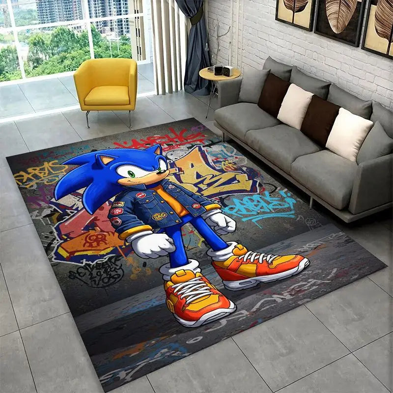 Classic Game S-Sonic Cartoon Non-Slip Area Rug for Living Room,Bedroom,Playroom,Soft Carpet Floor Mat Home Decor Rug Kids Room