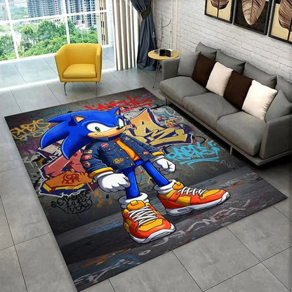 Classic Game S-Sonic Cartoon Non-Slip Area Rug for Living Room,Bedroom,Playroom,Soft Carpet Floor Mat Home Decor Rug Kids Room