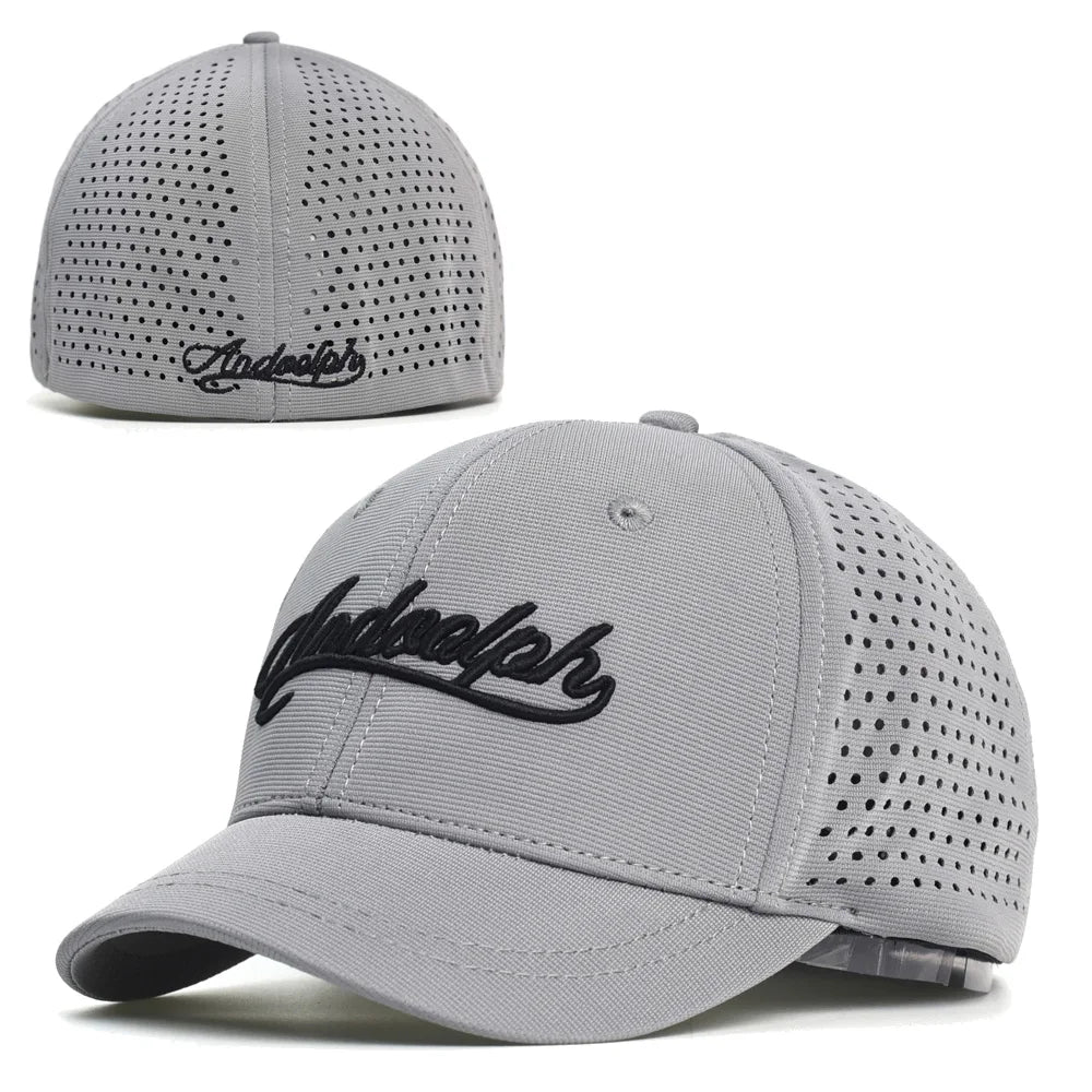 Boné de basebol em malha com pala curta e parte traseira fechada para homem e mulher, respirável, estilo snapback, boné dad hat ajustado e ajustável, cor lisa, estilo trucker