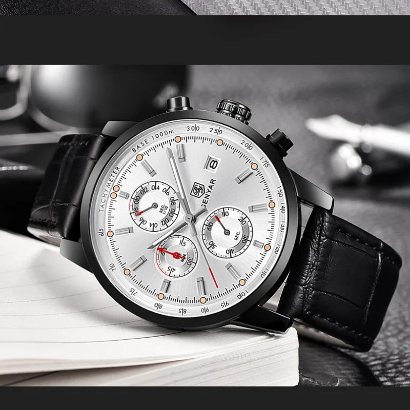 Montre pour homme BENYAR 5102 – Chronographe sportif de luxe à quartz, accessoire de mode d'une grande marque