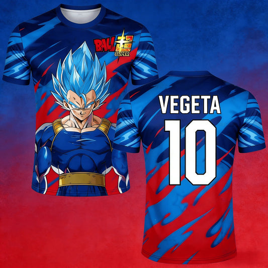 Vintage Dragon Ball Super Vegeta Super Saiyan Blue Red Blue Brush Stroke 3D Print T-Shirt 2026 Summer Unisex  Retro Anime