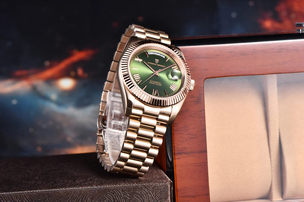 PAGANI DESIGN New DD36 Rose Gold Luxury Automatic Mechanical Watch For Men ST16 100M Waterproof AR Sapphire Glass Wristwatch Men