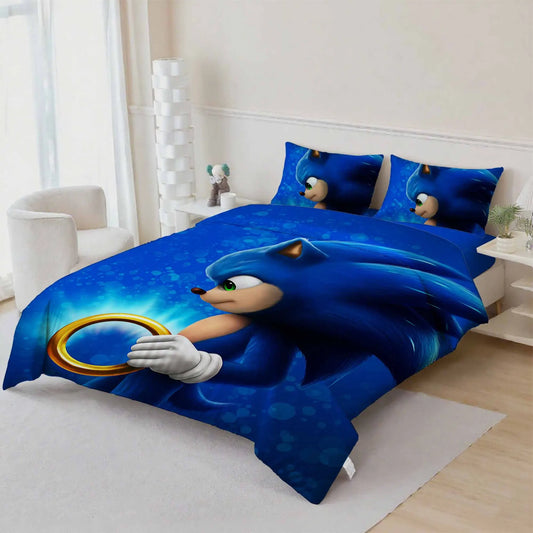 Cute Sonics Boy Bedding Set Digital Cartoon Sonics Duvet Cover Comforter Bed Youth Kids Girl Boys Gift