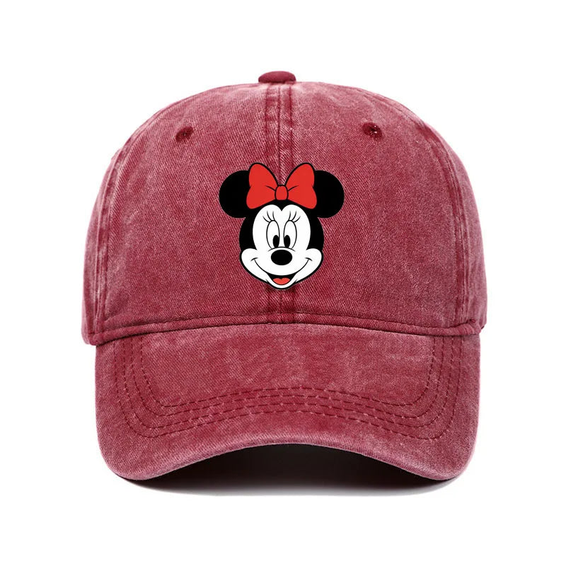 Unisex Vintage Washed Mickey Minnie Print Baseball Cap for Men Women Cartoon Trucker Hat Adjustable Snapback Casual Hip Hop Hat