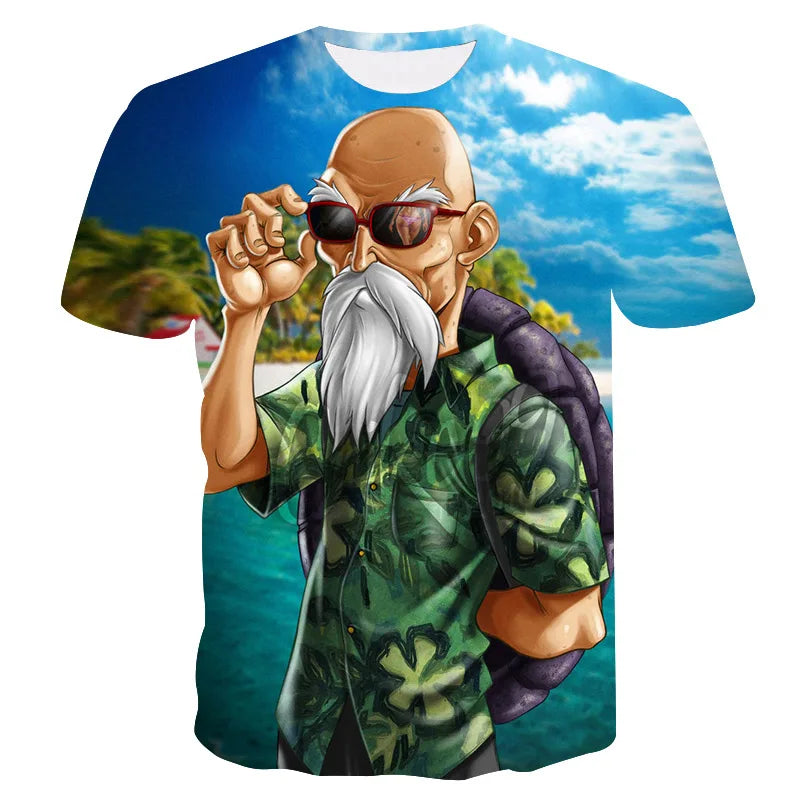 T-shirt Dragon Ball para Criança, Top Tee Anime Figures Son Goku Super Saiyan, T-shirt para Rapaz, Roupa Infantil de Verão de Manga Curta
