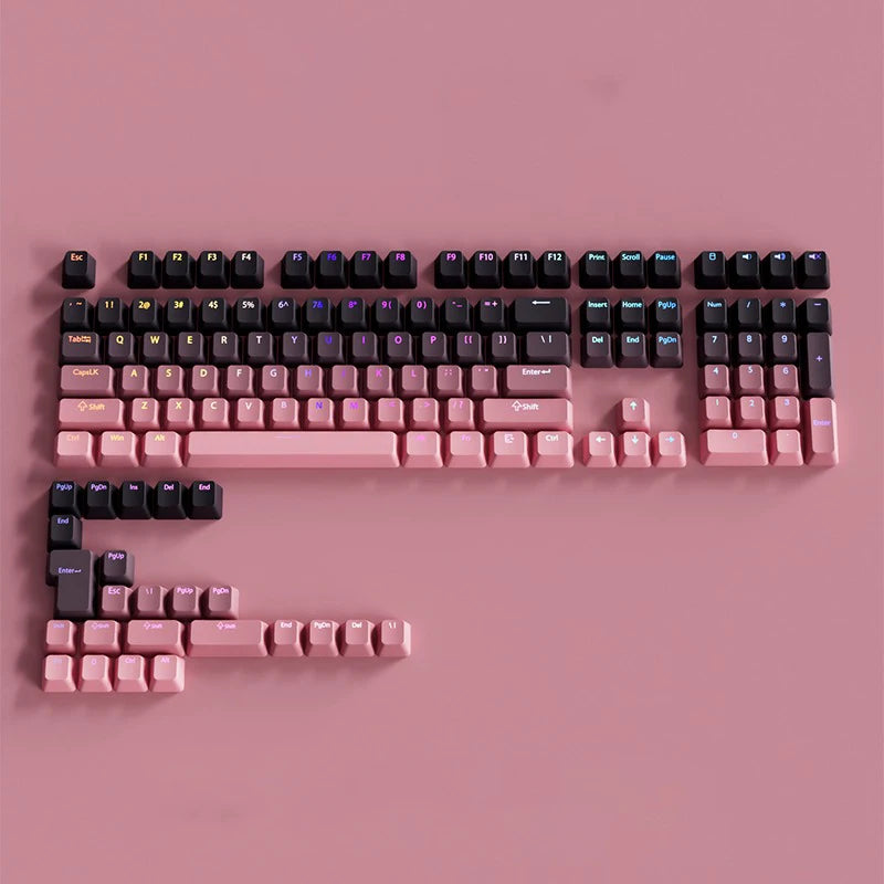 RGB-Gamer-Tastenkappen mit Farbverlauf-Hintergrundbeleuchtung für mechanische Tastaturen mit MX-Switches, OEM-Profil, PBT-Keycaps, Weiß/Blau, ISO-Layout, DIY-Tastenkappen