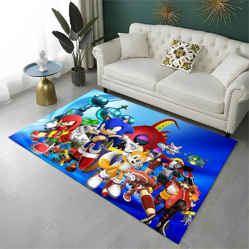 Classic Game S-Sonic Cartoon Non-Slip Area Rug for Living Room,Bedroom,Playroom,Soft Carpet Floor Mat Home Decor Rug Kids Room