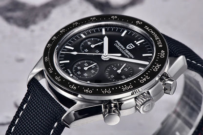 „PAGANI DESIGN Moon“ laikrodis – prabangus vyriškas kvarcinis chronografas, sportinio stiliaus, safyro stiklas su antirefleksine danga, švytintis ekranas