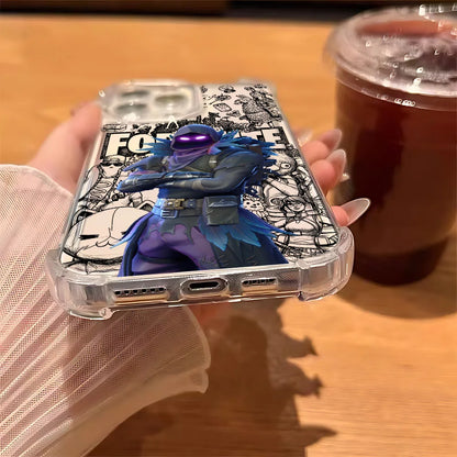 Fortnite-Handyhülle für iPhone 17 16e 16 15 14 13 12 11 Mini Air Pro Max X XR XSMax 7 8 Plus, sturzsichere transparente Schutzhülle