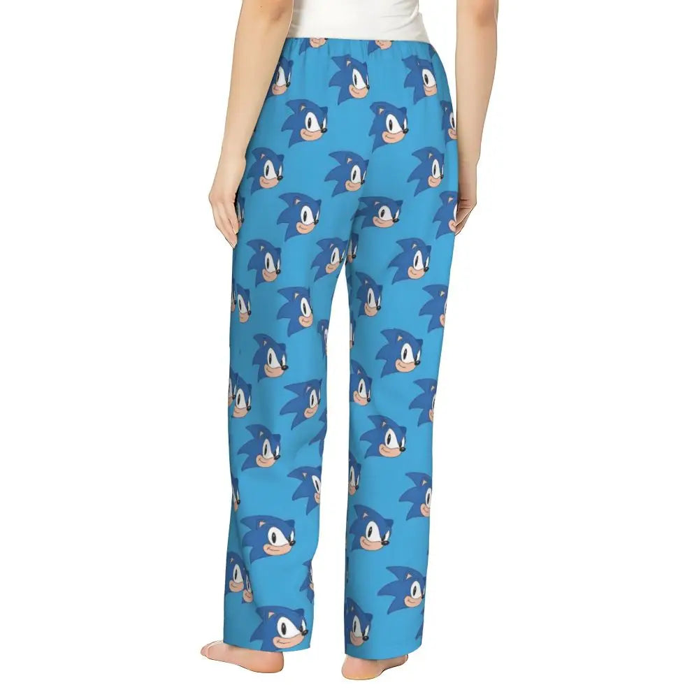 Custom Printed Womens Soniced Pajama Pants Hedgehog Game Sleepwear Sleep Lounge Bottoms with Pockets