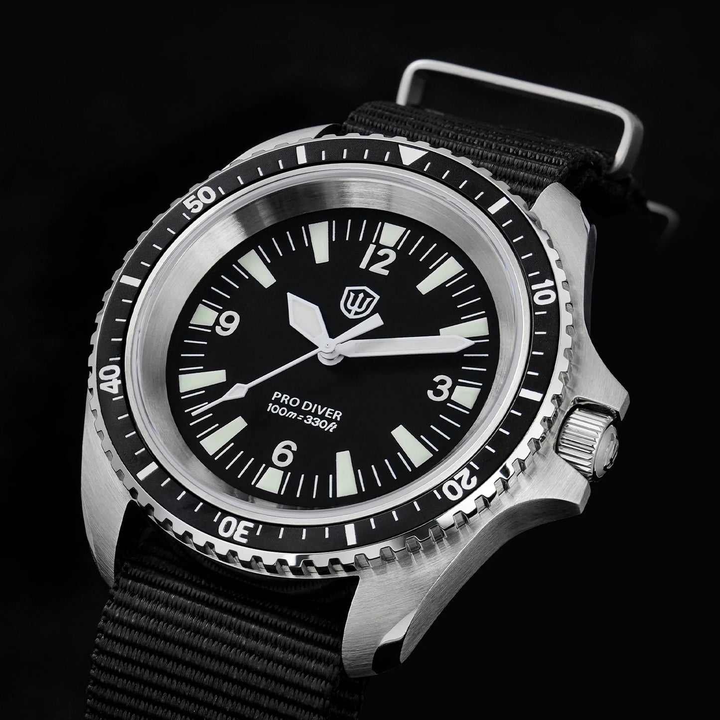 Relógio de Homem Watchdives WD1980 V3 38mm Vintage, Movimento de Quartzo VH31 Ronda 515 com Segundos Contínuos, Luminescente, Vidro de Safira