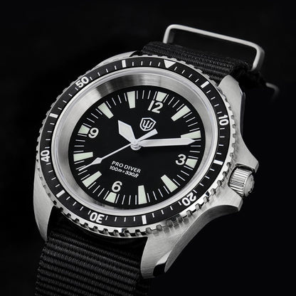 Relógio de Homem Watchdives WD1980 V3 38mm Vintage, Movimento de Quartzo VH31 Ronda 515 com Segundos Contínuos, Luminescente, Vidro de Safira