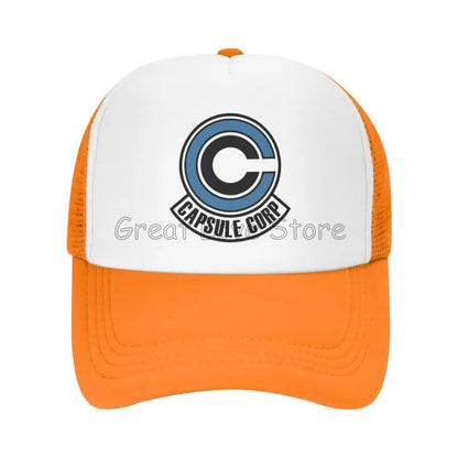 Capsule Corp Mesh Baseball Caps Unisex Hip-Hop Trucker Hat Anime DBZ Dad Hat Adjustable Racing Cap Summer Trucker Snapback Hats