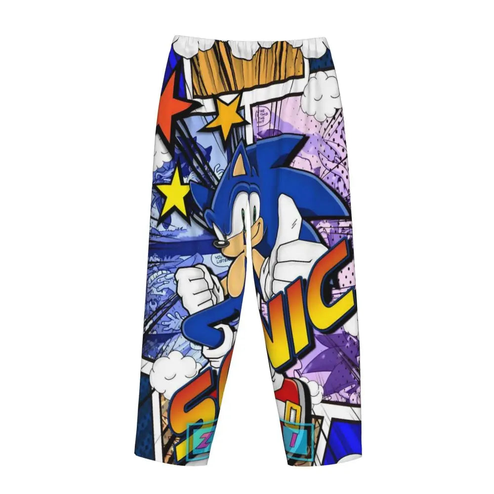 Custom Printed Womens Soniced Pajama Pants Hedgehog Game Sleepwear Sleep Lounge Bottoms with Pockets