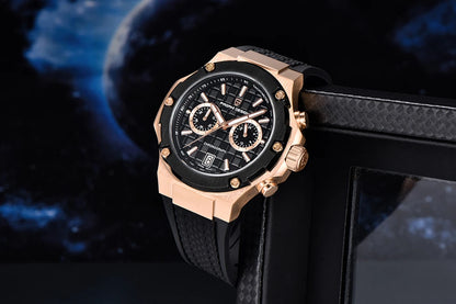 Křemenné pánské hodinky PAGANI DESIGN – luxusní sportovní chronograf, vodotěsný, s luminiscenčními ručičkami a safírovým sklem s antireflexní úpravou