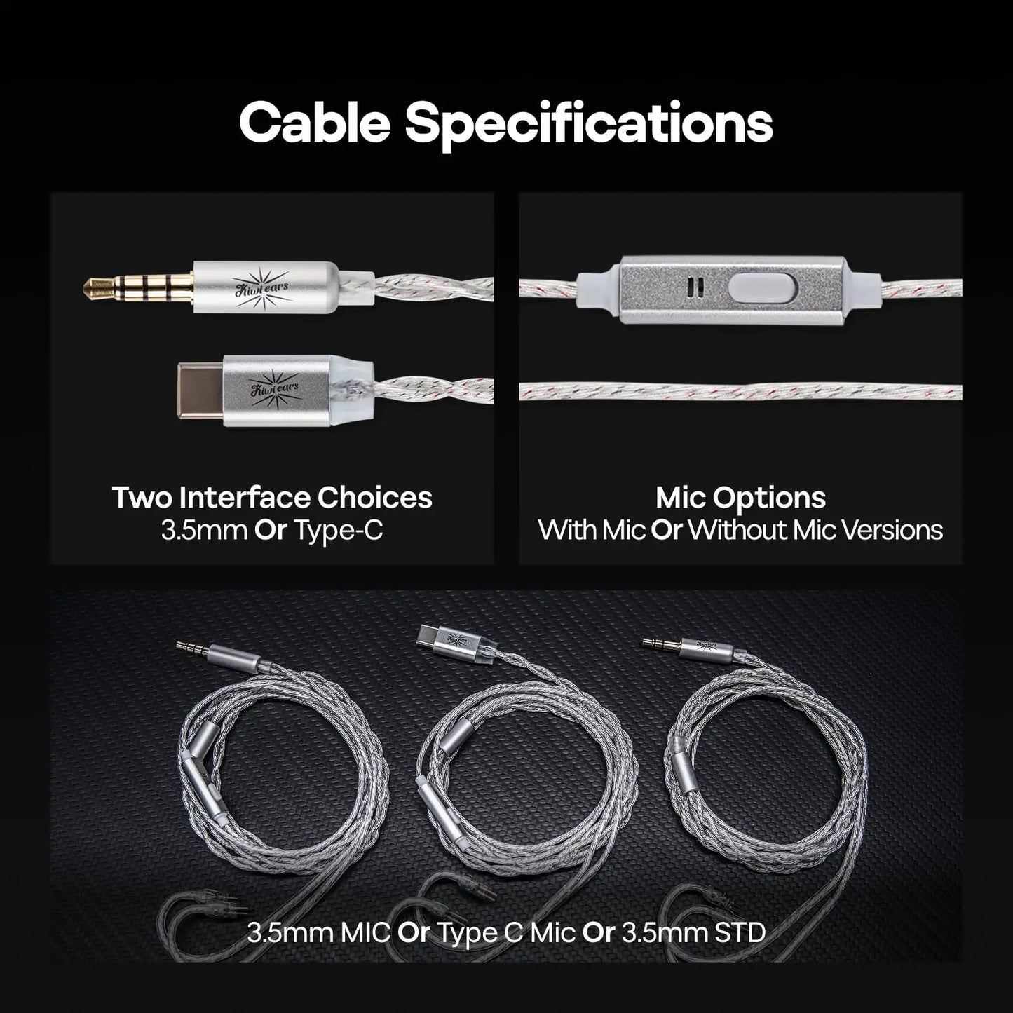 Kiwi Ears Belle 10mm DLC Dynamic Driver in-Ear Monitor, HiFi Wired Earbuds with Dual Silver-Plated Cables, Professional  linsoul