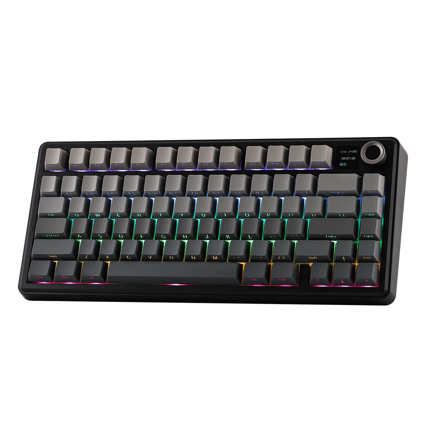 EPOMAKER X AULA F75 MAX kompakte mechanische Tastatur im 75-%-ANSI-Layout, kabelgebunden/Bluetooth/2.4GHz kabellos, mit TFT-Bildschirm und Drehregler