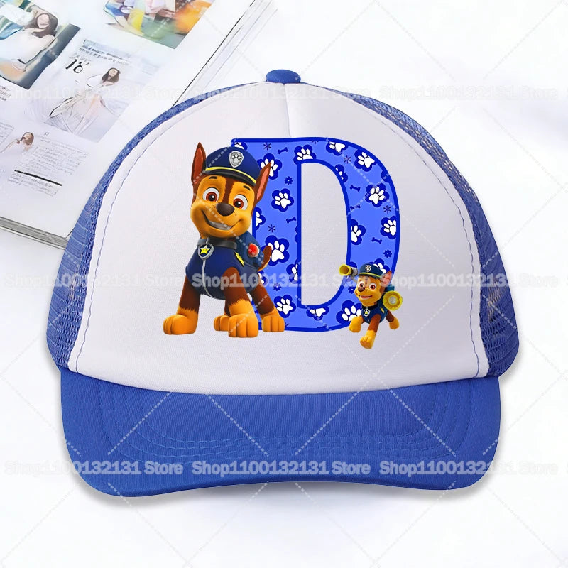 Casquettes de baseball en maille PAW Patrol : Chase, personnage de dessin animé, lettres, pour adultes et enfants, casquettes de sport, anime, été, protection solaire, visière, cadeau pour garçon et fille