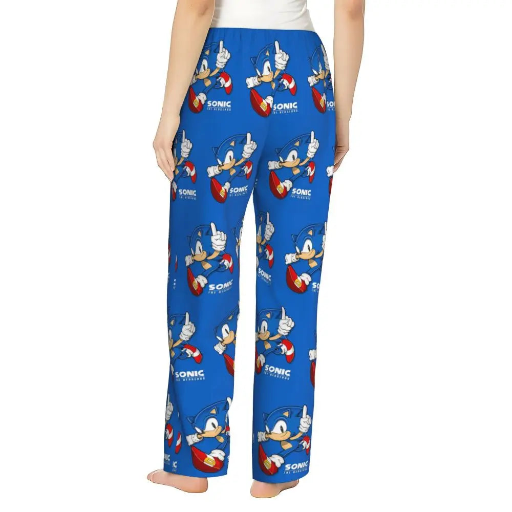 Custom Printed Womens Soniced Pajama Pants Hedgehog Game Sleepwear Sleep Lounge Bottoms with Pockets