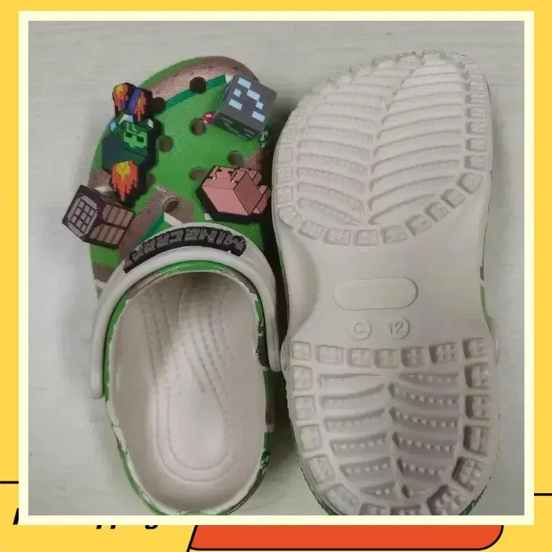 Minecraft 3D World Anime Game Comfortable Lightweight Eva Hole Clogs Sandals Summer Slippers For Adult Home Beach Non Slip Gift