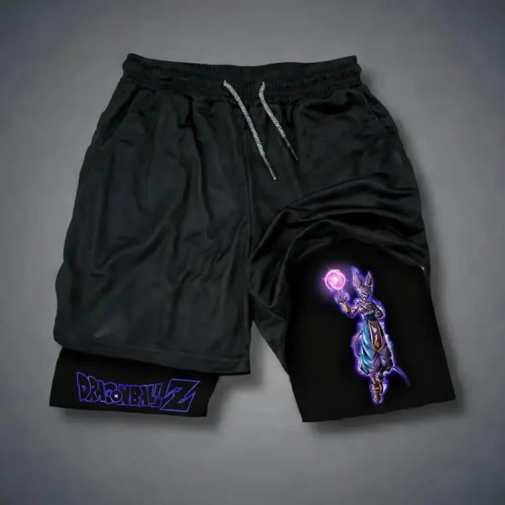 2026 Dragon Ball Goku Unisex Harajuku Anime Printed Summer New Product Loose Sports Breathable Quick Drying Double Layer Shorts