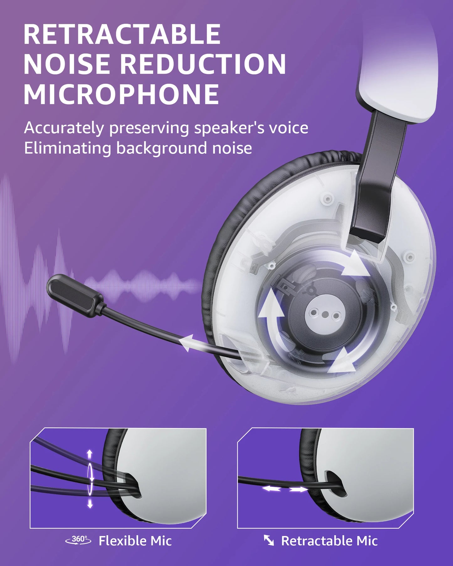 Acinaci BL500 kabelloses Gaming-Headset 2.4G Bluetooth 5.3 & kabelgebunden – Noise-Cancelling-Mikrofon, 30H Akku, 50mm-Treiber für PC, PS5, PS4