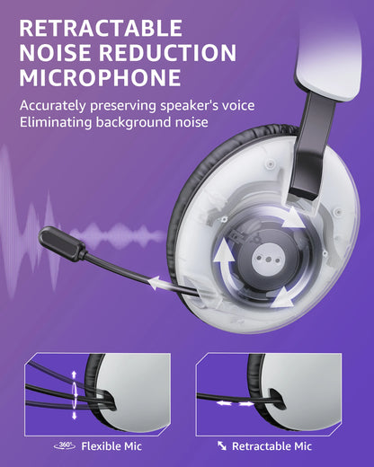 Acinaci BL500 kabelloses Gaming-Headset 2.4G Bluetooth 5.3 & kabelgebunden – Noise-Cancelling-Mikrofon, 30H Akku, 50mm-Treiber für PC, PS5, PS4