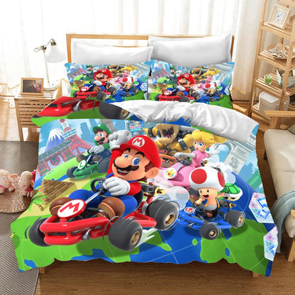 Hot Super Mario Cartoon Game Cute All Season Duvet Cover And Pillowcase Teen Large/Queen Cute Bedroom Decoration Boys Girls Gift
