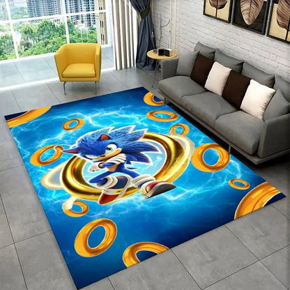 Classic Game S-Sonic Cartoon Non-Slip Area Rug for Living Room,Bedroom,Playroom,Soft Carpet Floor Mat Home Decor Rug Kids Room