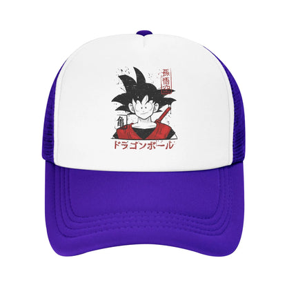 Japońska czapka z daszkiem Goku z serii Dragon Ball Z z siateczką – unisex, modne czapki przeciwsłoneczne, czapki typu snapback, czapki wędkarskie, zimowe czapki typu trucker