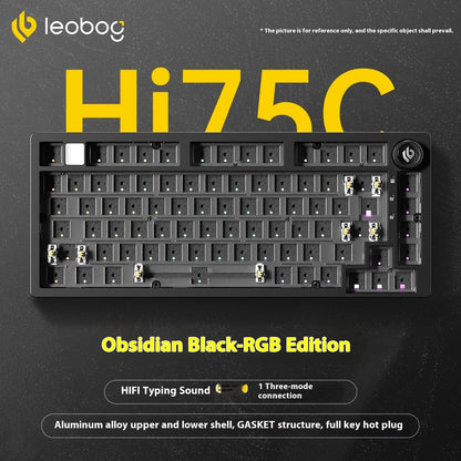 LEOBOG Hi75C Mechanical Wireless Keyboard Aluminium 3-Mode With Knob Hot Swap RGB Gasket Hi75C Gaming Keyboard Customization PC