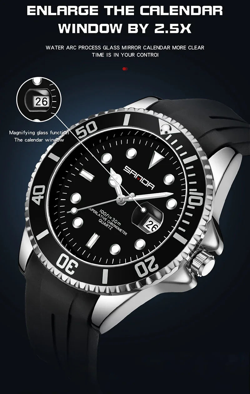SANDA 7018 Hot Sell Men Quatrz Watch Sport Mens Watches Top Brand Luxury Waterproof Silicone Quartz Clock Men Relogio Masculino