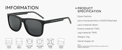 ZENOTTIC Men's Polarized Sunglasses - Lightweight TR90 Frame Square Mens Sunglasses UV400 Protection
