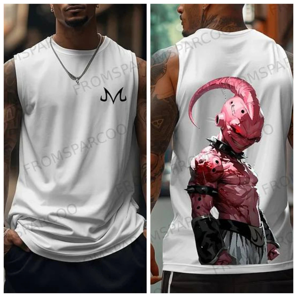 Goku Fitness Training Vest Sleeveless Cotton Tank Top Round Neck Workout Running Light Sports Casual Fashion