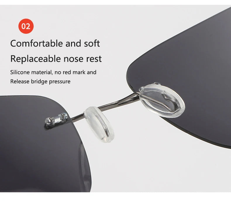 Titanium Frameless Polarized Sunglasses Driver Driving Night Vision Goggle Folding Ultra Light Color Film Titanium SunglassUV400